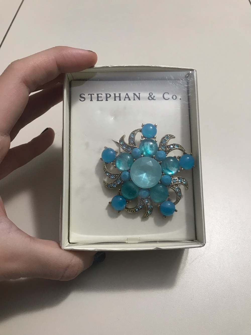 Stephan & Co. Baby Statement Sky Blue Clustered Rhinestones Brooch Pin